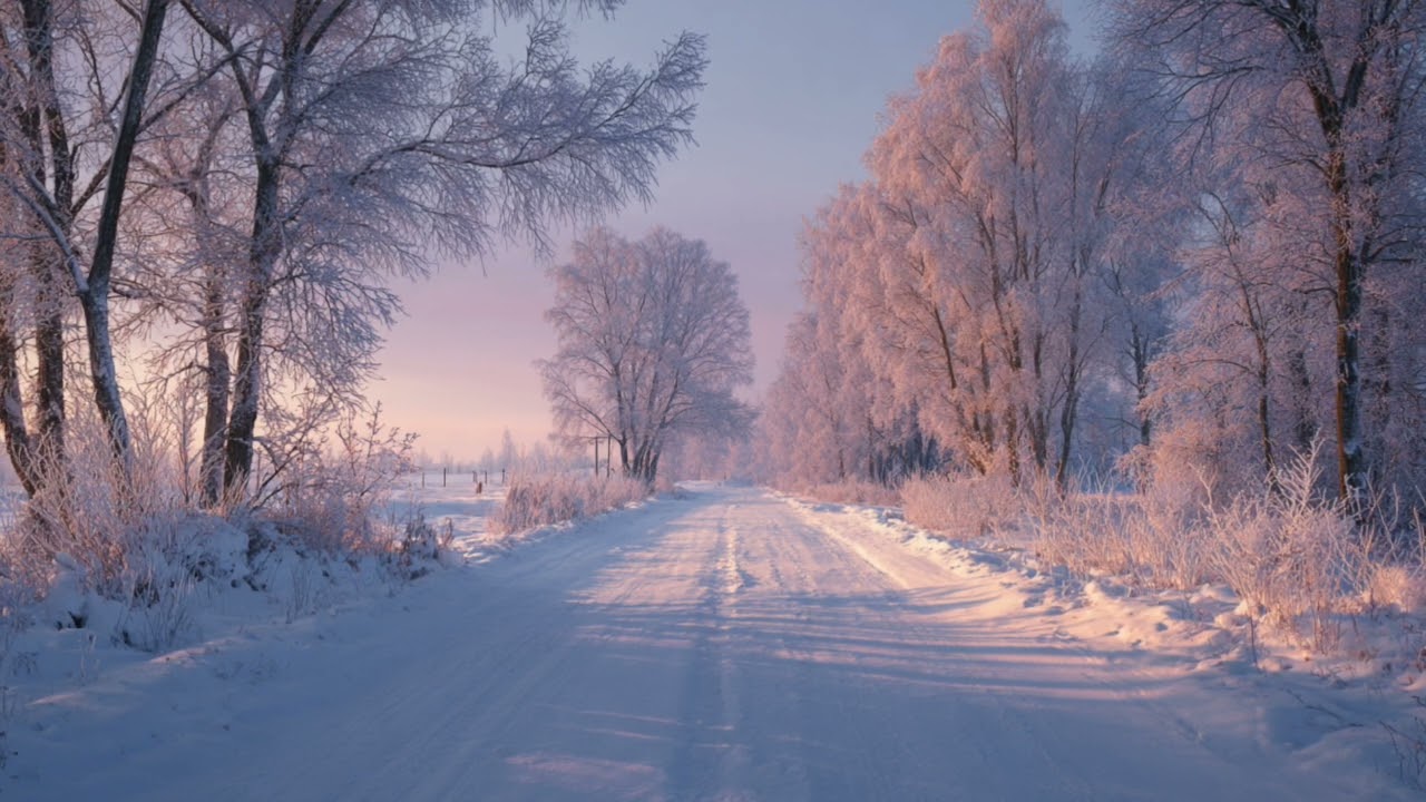 A Quiet Dawn on a Snowy Road