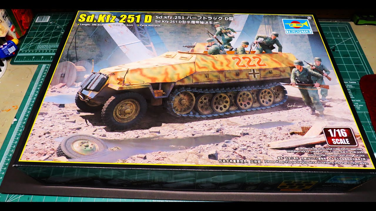ALL NEW FIRST LOOK Sd Kfz 251D Armored Half Track 1/16 Scale Model Kit Review Trumpeter 00942 700942