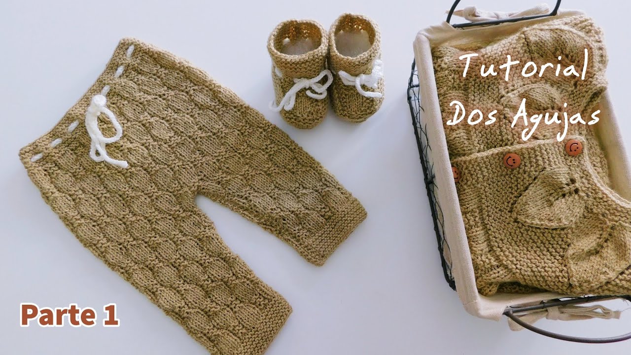 Como tejer un Pantalón para bebe a Dos Agujas, Palitos, Tricot. Ajuar tejido. Parte 1