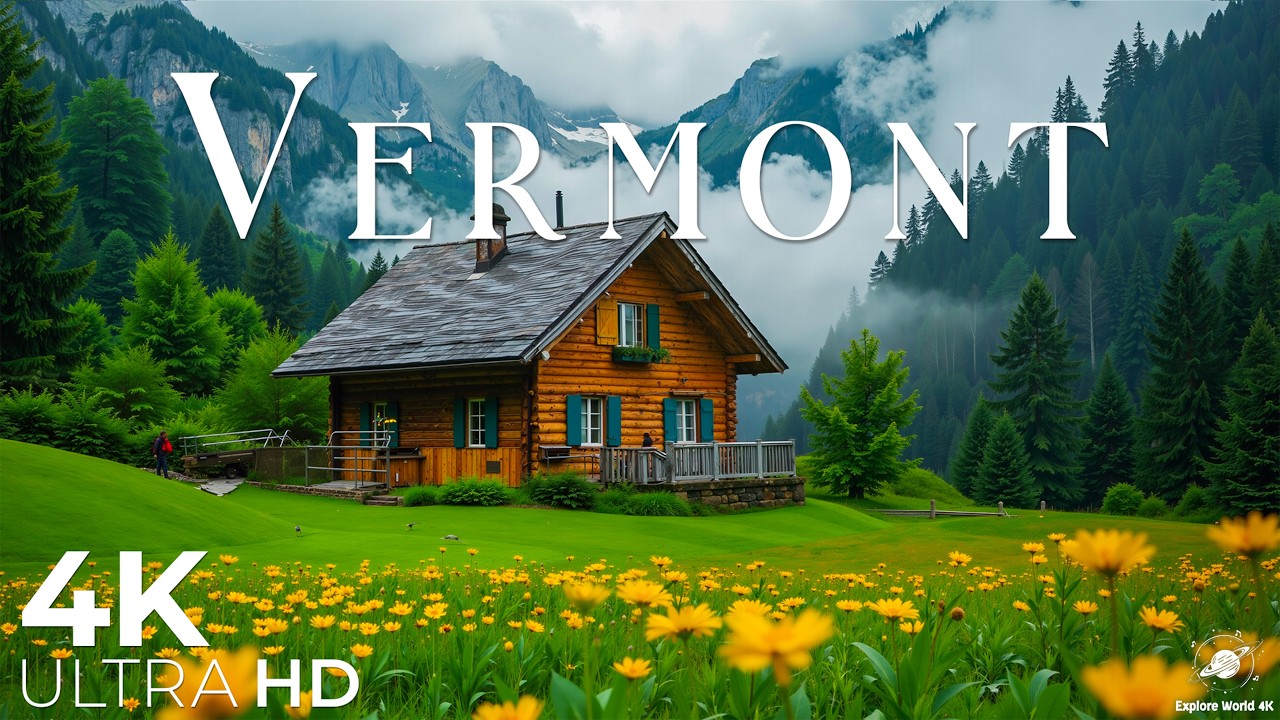 Фильм о природе Вермонта в формате 4K для релаксации — расслабляющая фортепианная музыка.