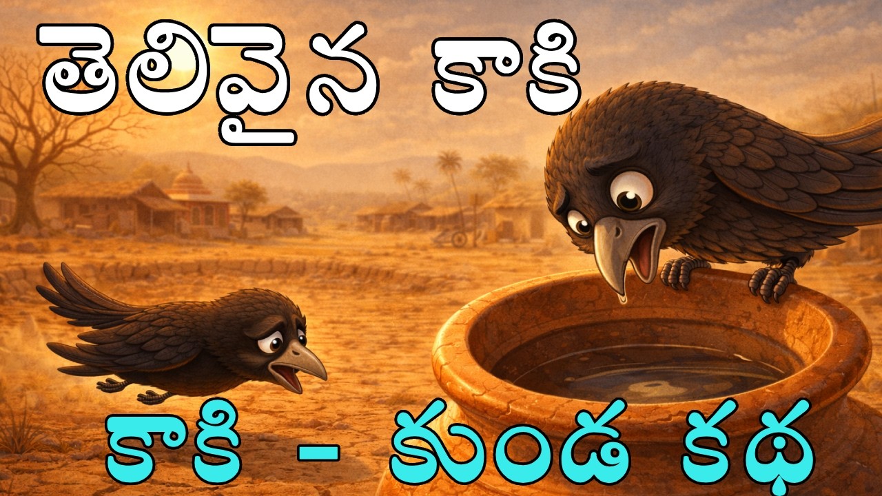 Stories in Telugu - తెలివైన కాకి_కుండలో నీళ్ళు కథ | Thirsty Crow Story in Telugu | Telugu Stories