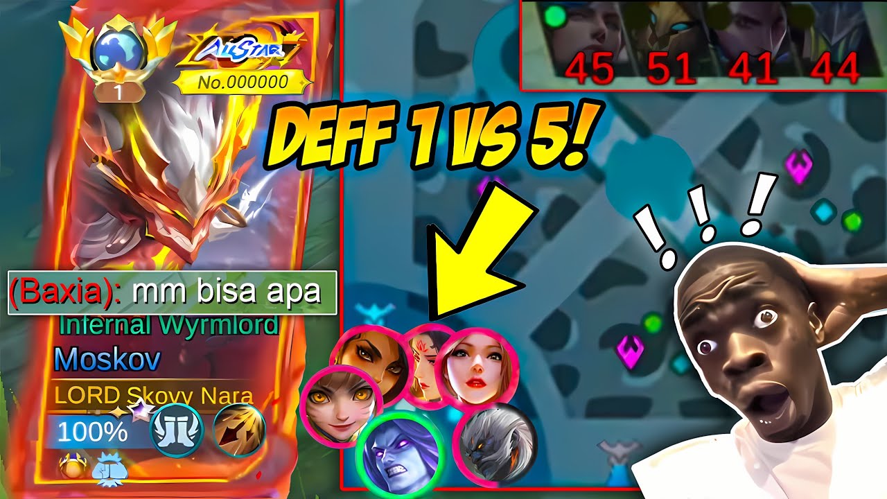 GILA DEFF SENDIRI 1 VS 5!😱 GLOBAL MOSKOV MATCH PALING KERAS & NGERI, BIKIN JANTUNGAN ~ MLBB