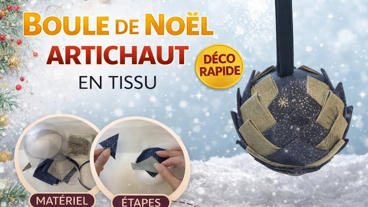 Comment faire une boule artichaut de Noël en tissu, tuto en pas à pas