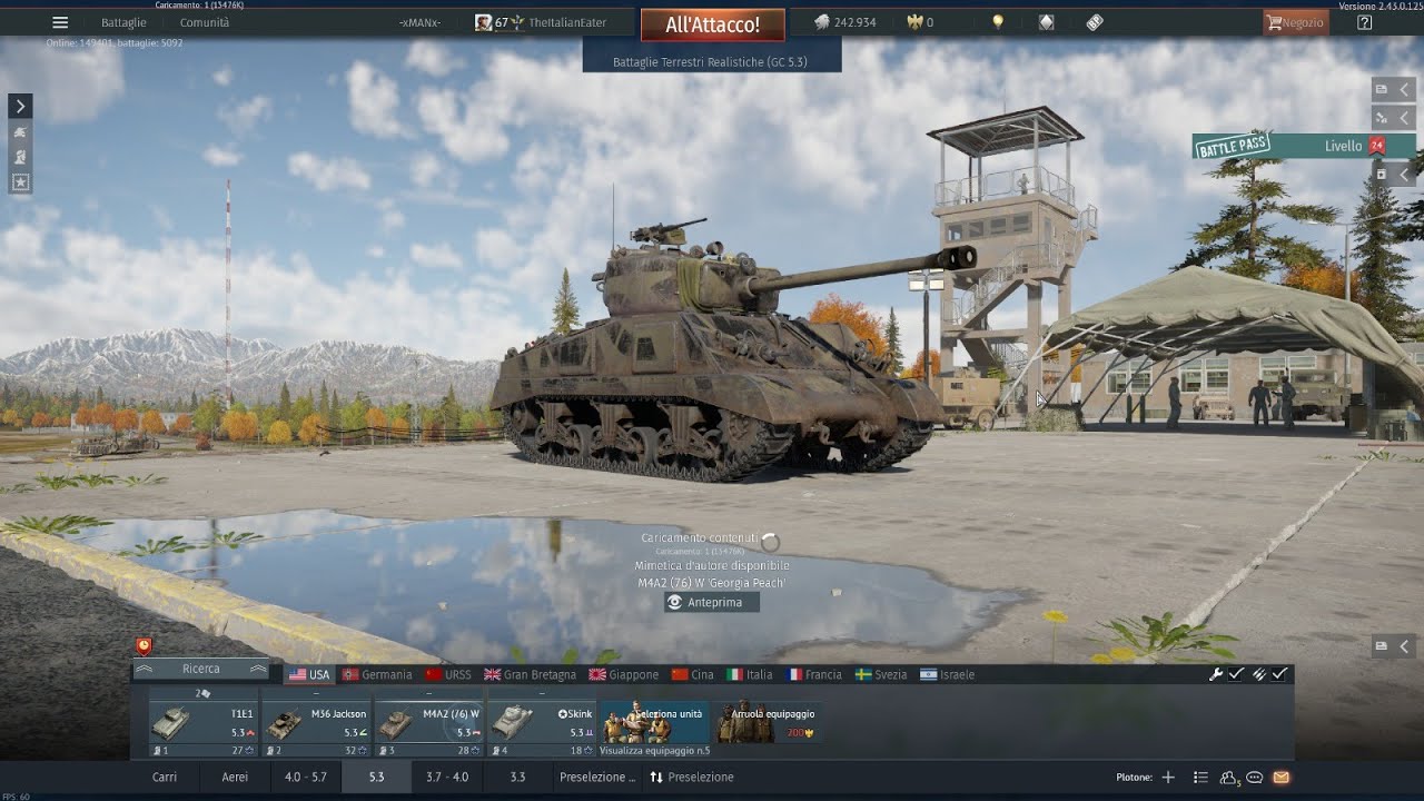 War Thunder  Gameplay 5.3 USA ground lineup