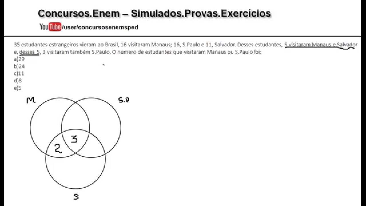 Conjuntos - 02 - Exercícios Comentados Matemática - 35 estudantes estrangeiros vieram ao Brasil