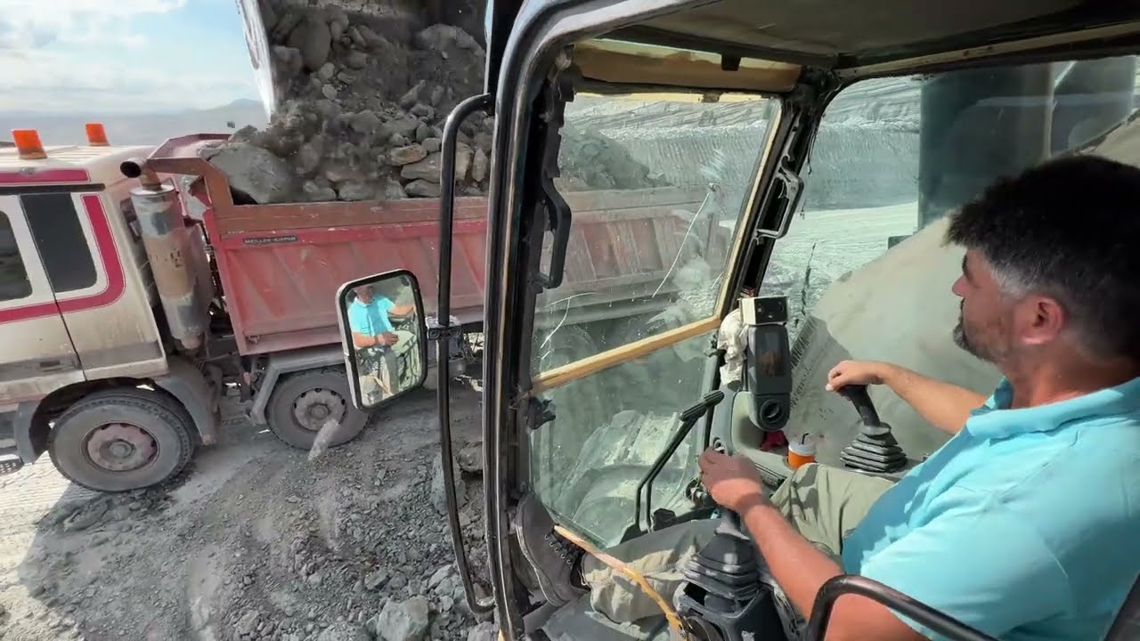 Caterpillar 385C Excavator Loading Trucks, Operator View - Sotiriadis/Labrianidis Mining Works - 4k