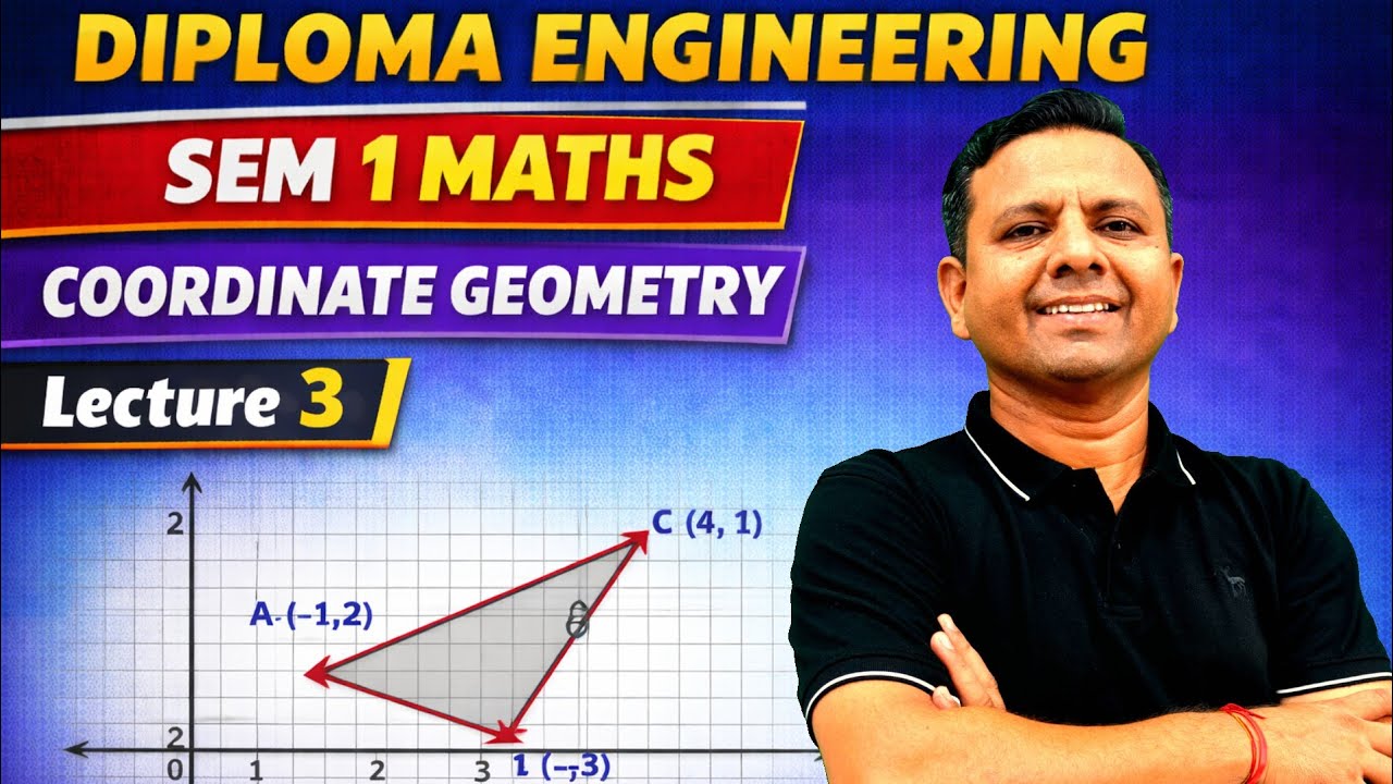 DIPLOMA SEM 1 MATHEMATICS | LECTURE 3 COORDINATE GEOMETRY | YAM BHUMITI | યામ ભૂમિતિ | GTU DIPLOMA