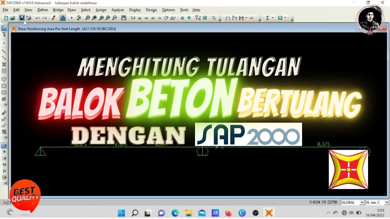 SAP 2000 - Menghitung Kebutuhan Tulangan Balok Beton Bertulang Dengan SAP 2000