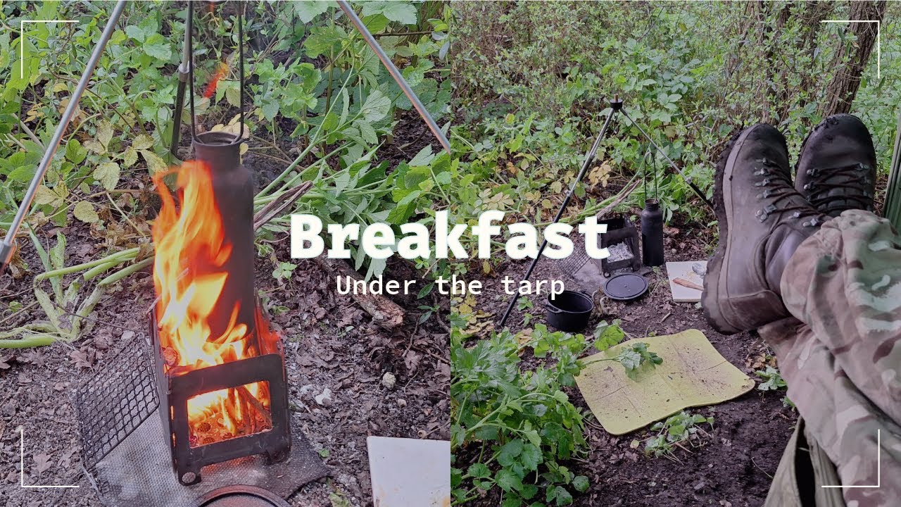 Breakfast under a tarp, S10 Resi pouch and a new fire tripod