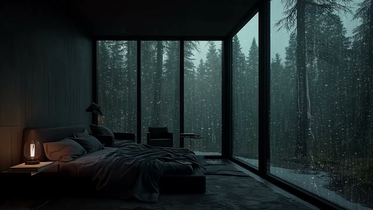 🎹🌧️Piano with Soft Rain Sounds | Bedroom Night Ambience 3 Hours | Meditation Relax Study Sleep Calm