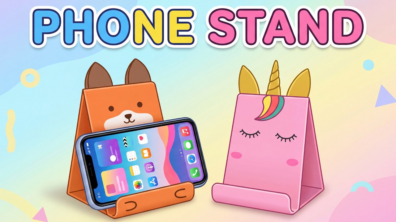 DIY Origami Phone Stand ll Fox & Unicorn Paper Craft