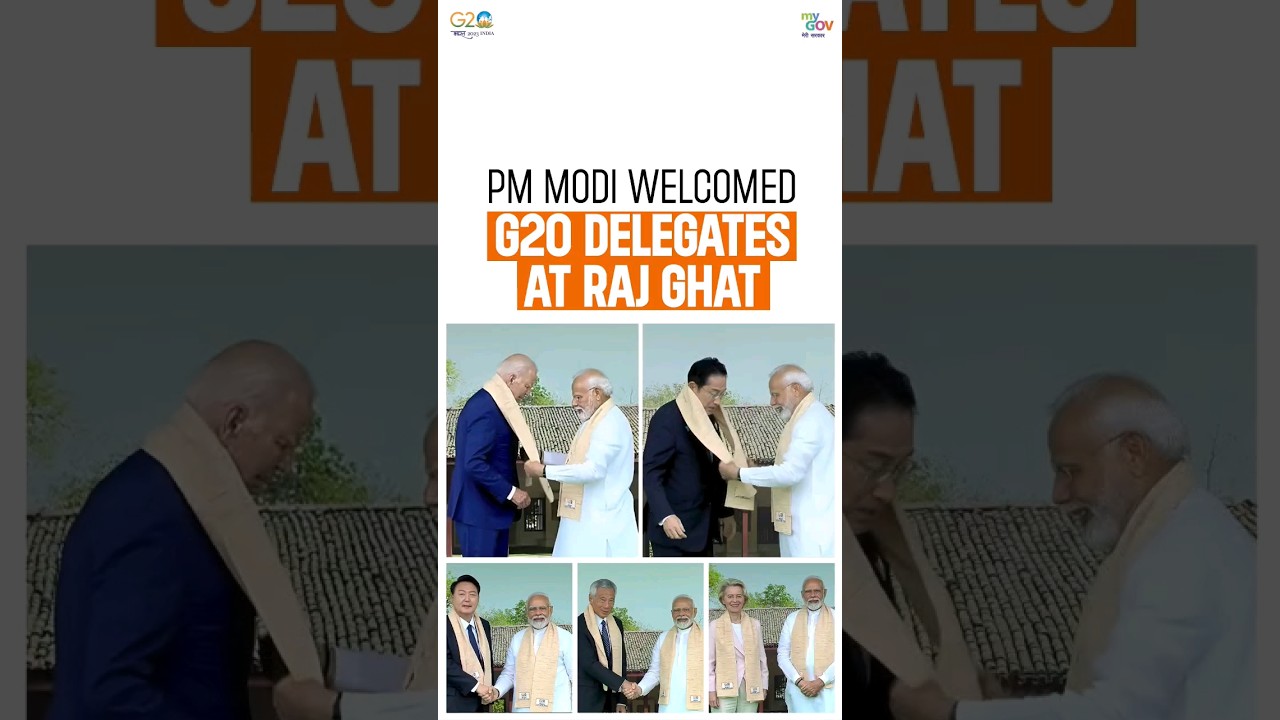 PM Modi Welcomed #G20 Delegates At Rajghat | #Shorts