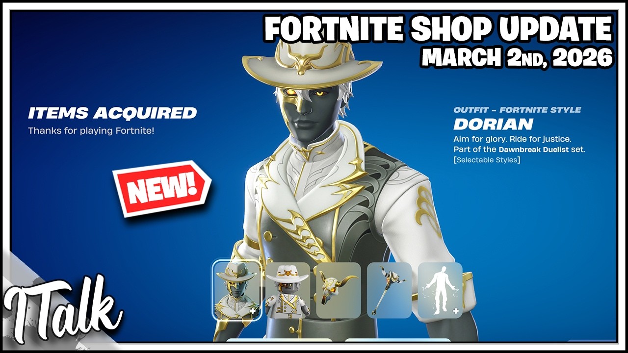 Fortnite Shop *NEW* DORIAN BUNDLE AND SWEAT SKINS! [March 2nd, 2026] (Fortnite Chapter 7)