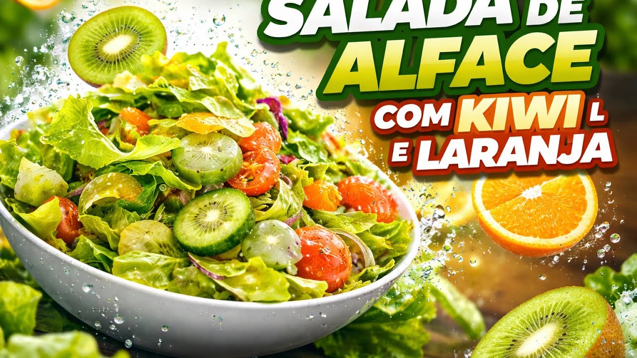 Salada de alface com kiwi e laranja