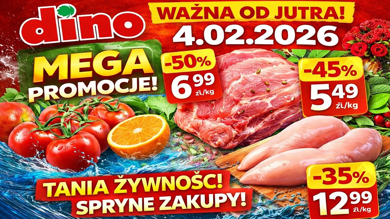 Gazetka Dino ważna od jutra 4 lutego 2026 🔥 Mega promocje, tania żywność & sprytne zakupy