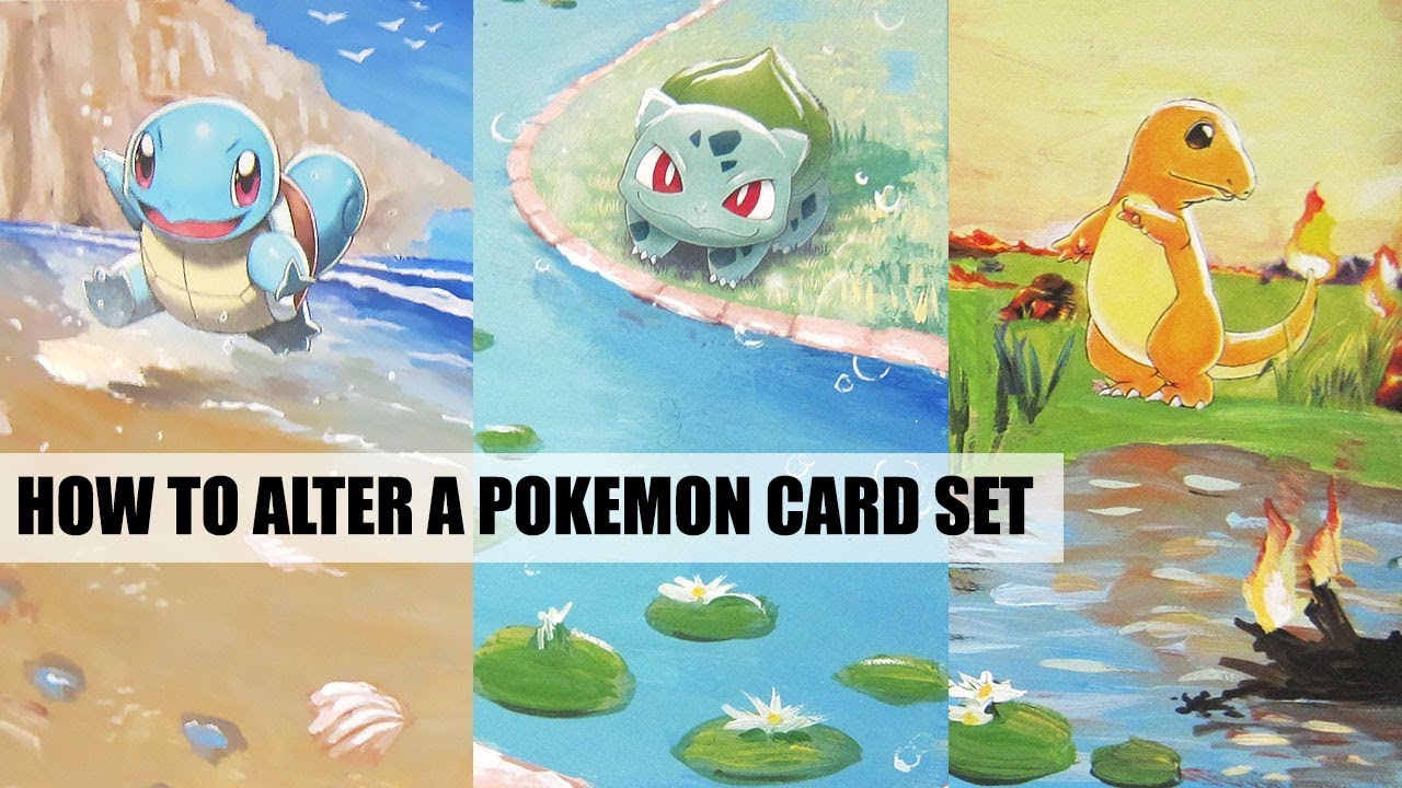 Painting pokemon cards: Gen 1 Starter Set! (Process and Tutorial)