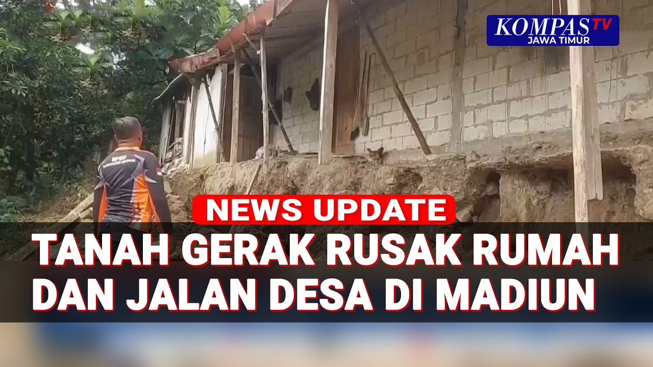 Tanah Bergerak Rusak Rumah dan Jalan Penghubung di Desa Sumberbendo Kabupaten Madiun