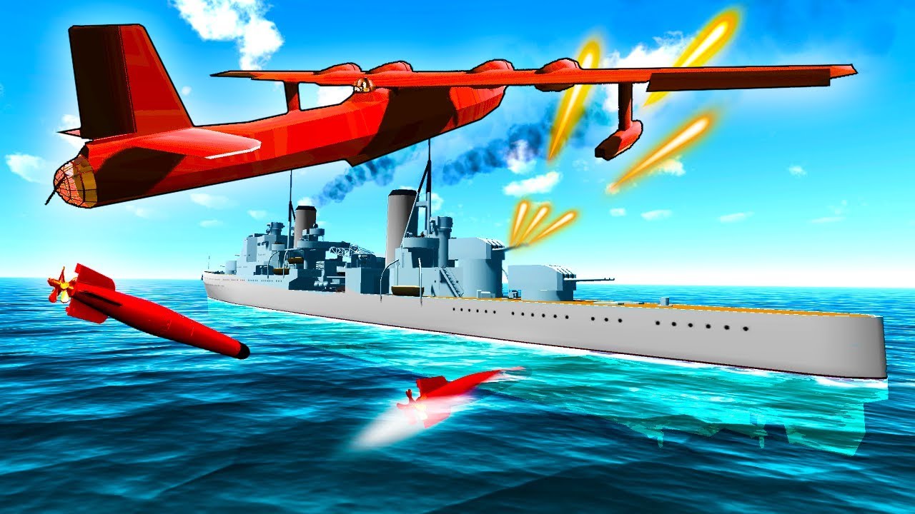 Incredible Flying Boats Torpedo Strike Battleships on this Massive New Map in Ravenfield!