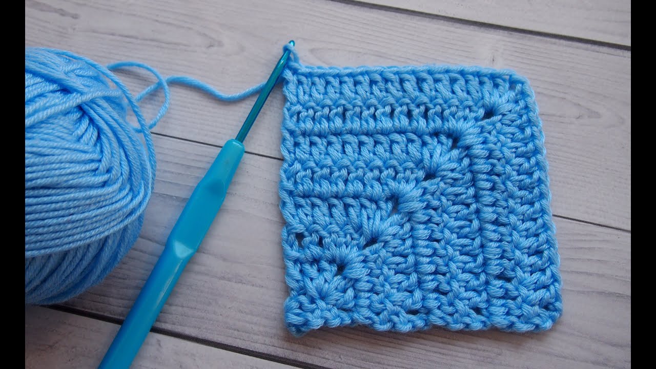 Как вязать квадрат крючком от угла. Простой квадратный мотив.How to crochet a square Урок 103