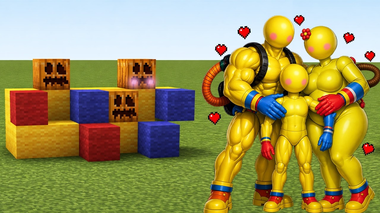 Игроки из всей семьи Poppy Playtime в Minecraft PE!!!