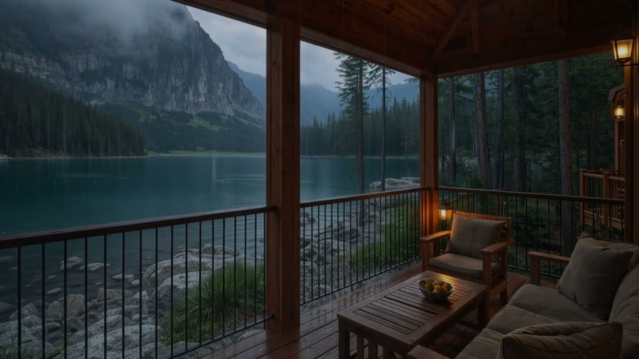 Gentle Rain Ambience by the Lake | Calm Nature Sounds for Work and Productivity