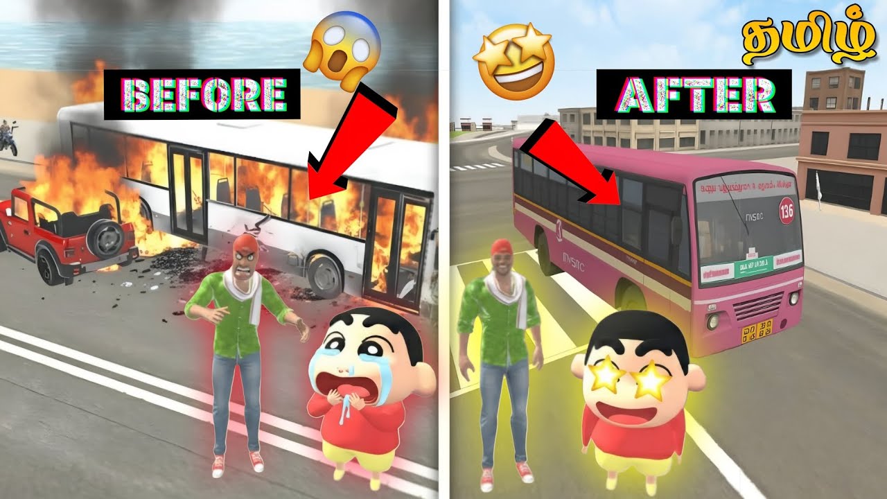 🥵INDIAN THEFT AUTO SIMULATOR| JACK & SHIN-CHAN | SHIN-CHAN ACCIDENT TO GOVT BUS 😱| DTK 🔥| IN TAMIL 💥