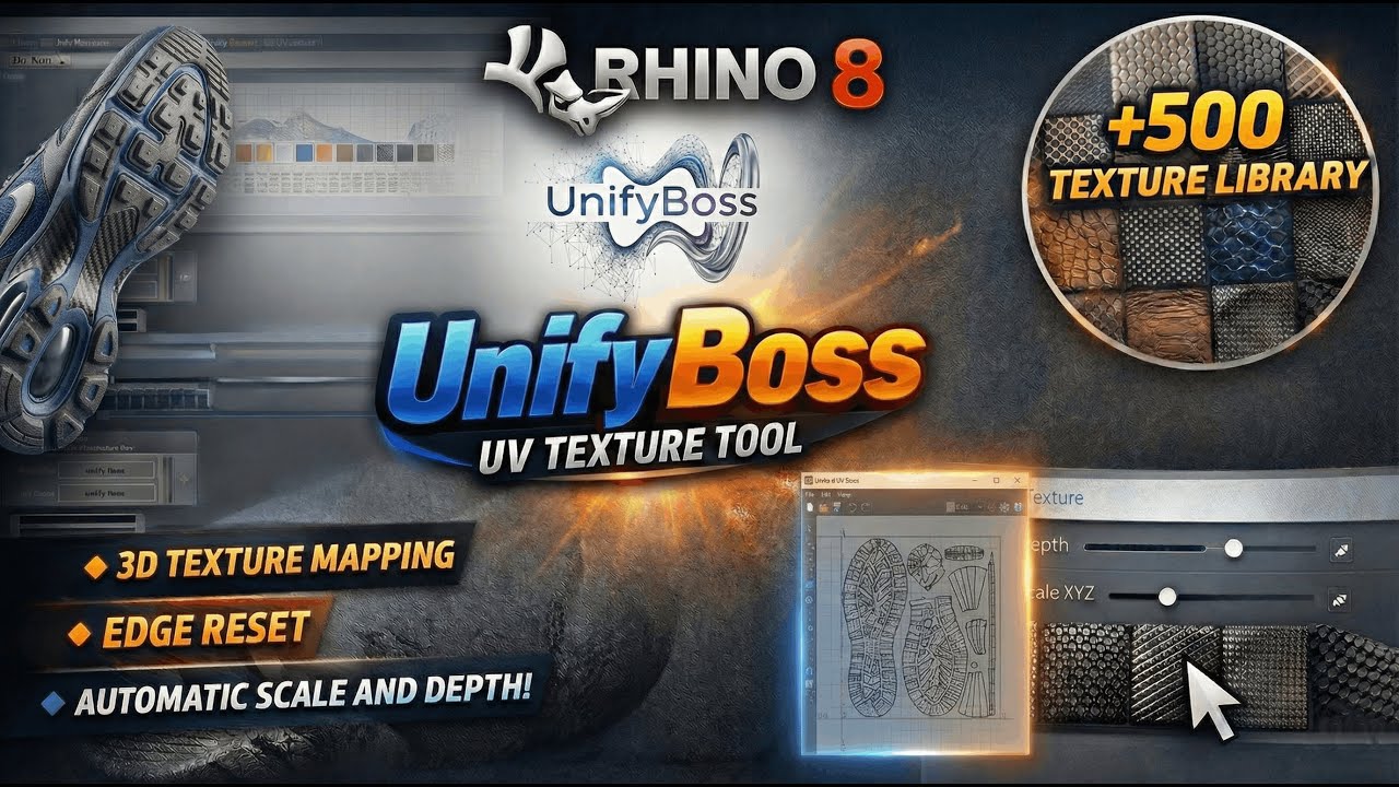 Rhino 8: Create Professional 3D Textures in One Click. | UnifyBoss Rhino Plug-in.