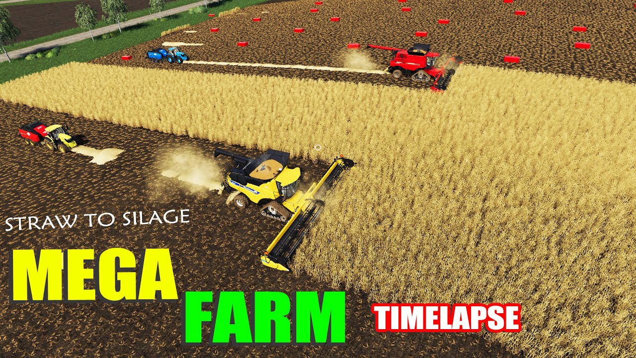 Farming Simulator 19| MEGA FARM [ TimeLapse ] - STRAW SILAGE!