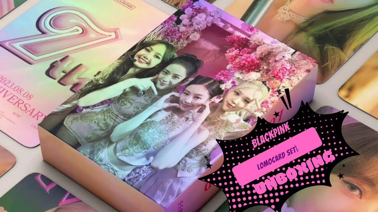 BLACKPINK '' 7th Anniversary '' Çift Yön Baskılı Hologramlı Laser/Lomo Card Seti Kutu Açılımı