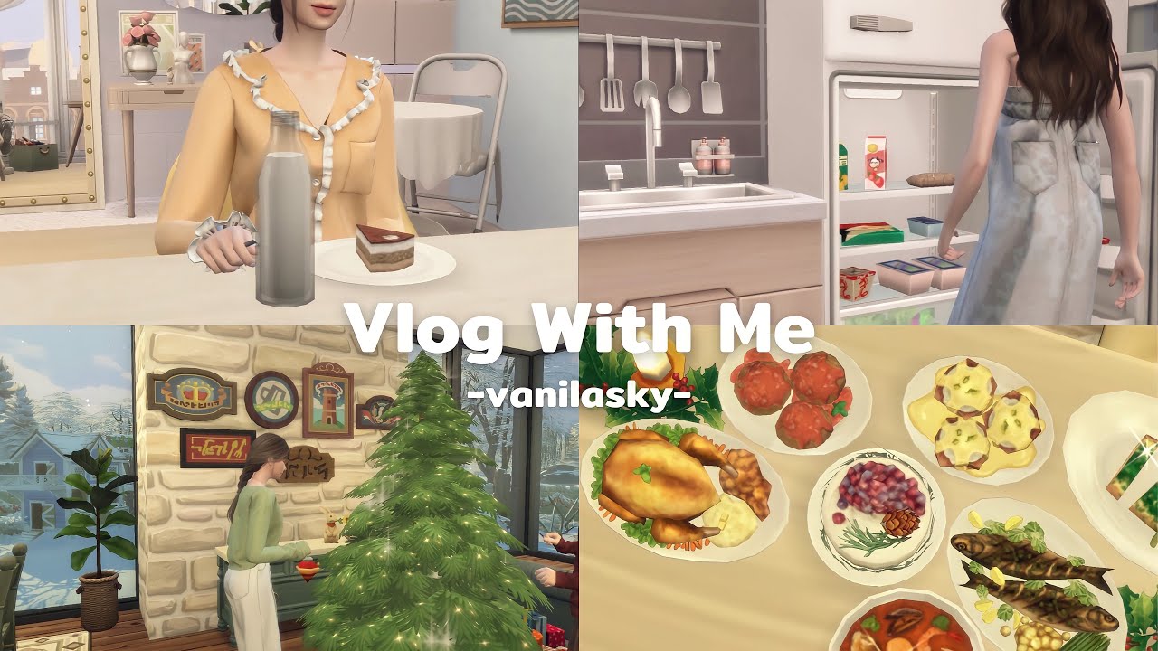 [ Sims 4 Vlog ] ˚⁺◦🌲ꔛ⭐️ cafe, make dinner, Christmas with family etc.