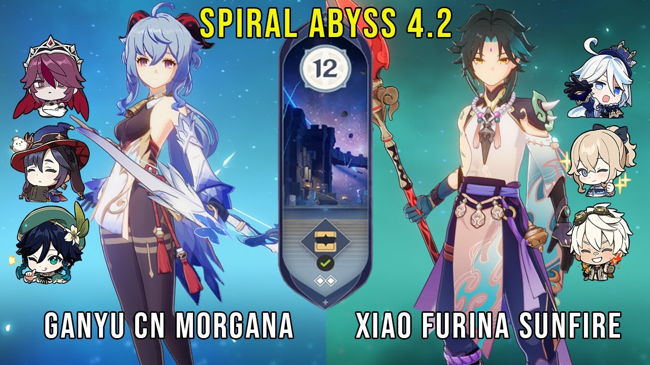 C0 Ganyu Morgana CN and C0 Xiao Furina Sunfire - Genshin Impact Abyss 4.2 - Floor 12 9 Stars