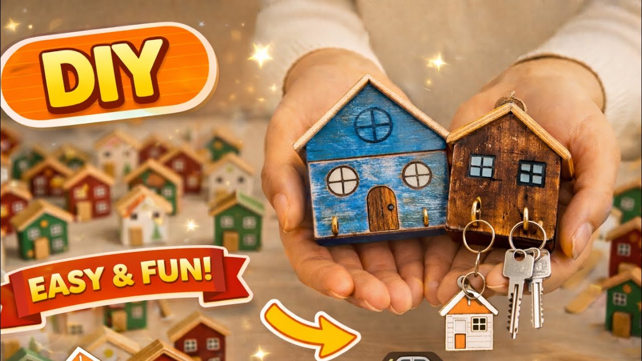 How to Make a Mini House Key Holder 🏠 Easy DIY Craft 🗝️