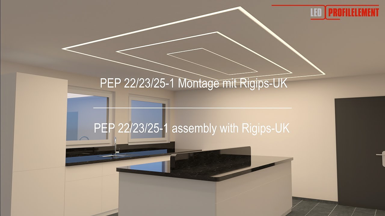 Direkte LED-Beleuchtung mit Aluprofilen zum nachträglichen Einbau in Gipskartonflächen I Metall-UK
