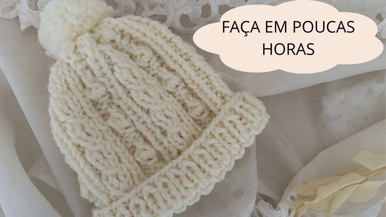 Gorro/touca infantil em tricô | Ponto oitinho e pto bolinha em trico | easy knit for chirldren´s hat