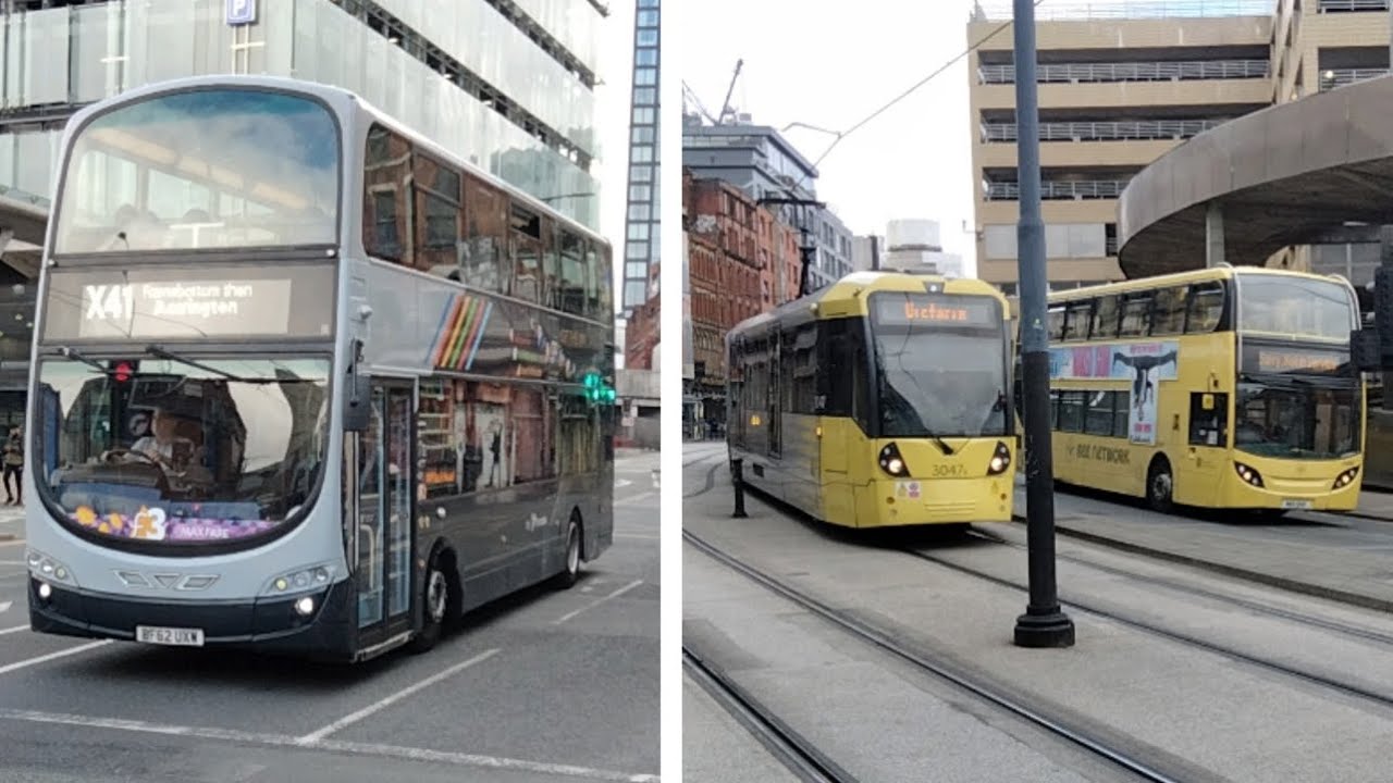 Buses and trams at Manchester Shudehill Interchange, 30th July 2025 #bus #tram #manchester 