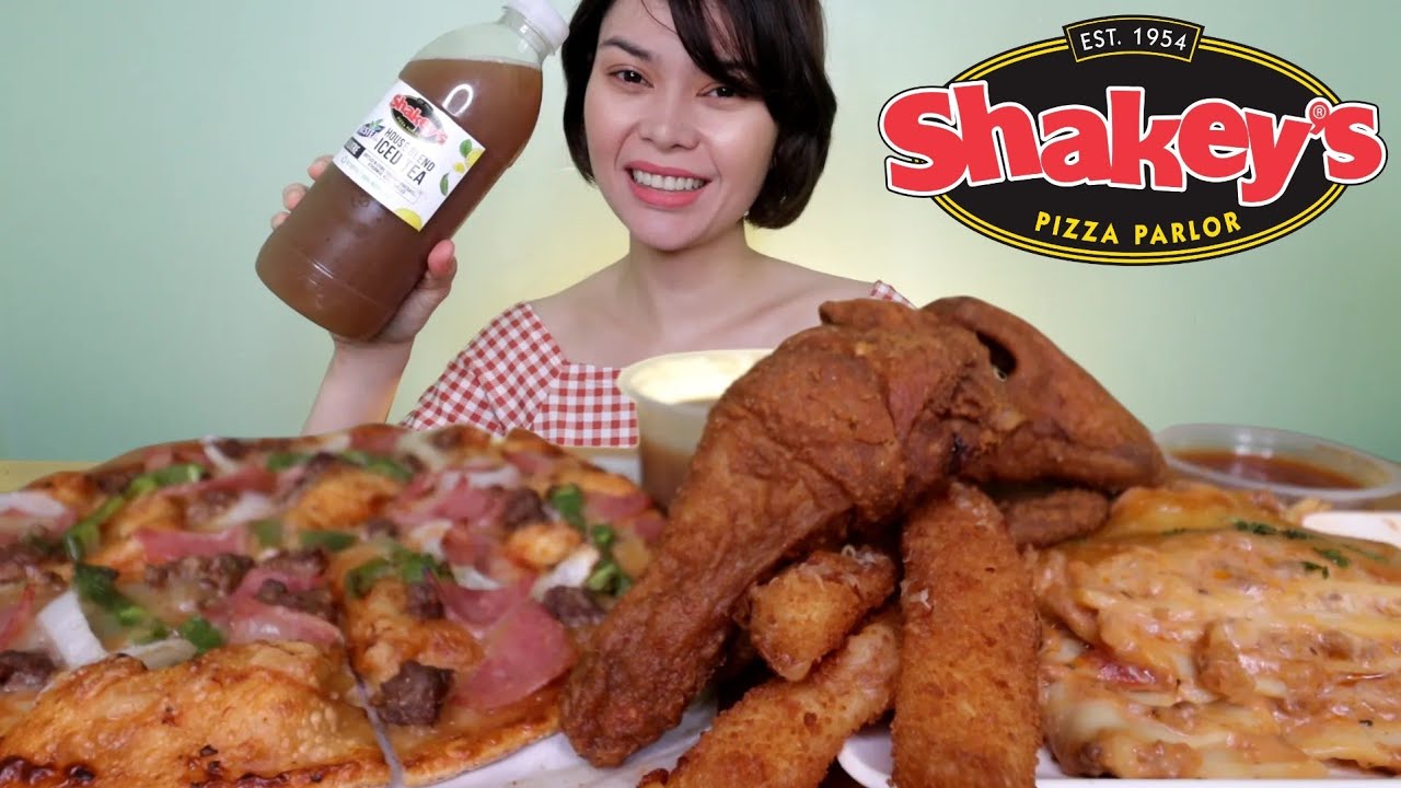 SHAKEY'S MUKBANG | pizza, lasagna, mozzarella cheese sticks, fried chicken and mojos