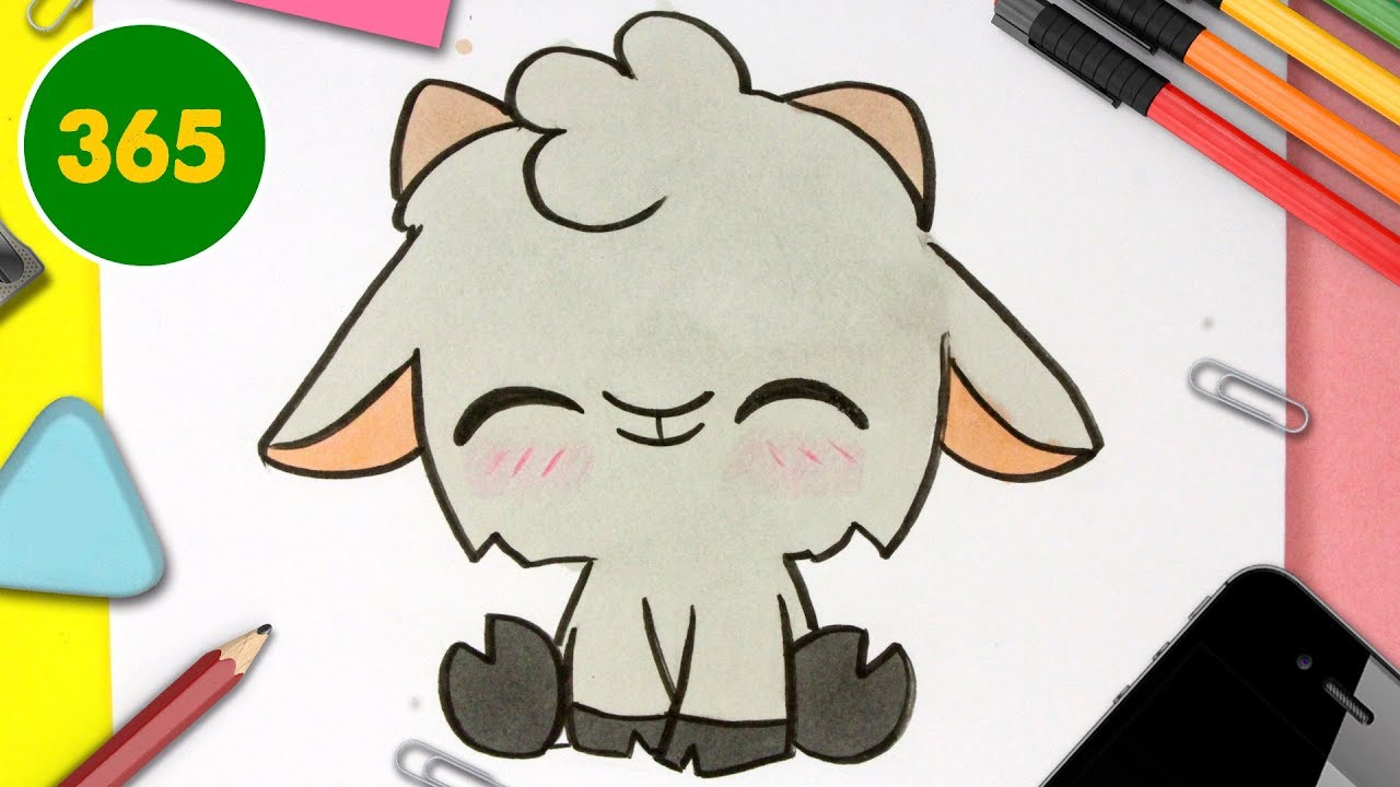 COMMENT DESSINER UNE CHÈVRE KAWAII - dessins kawaii faciles  APPRENDRE À DESSINER DES ANIMAUX KAWAII