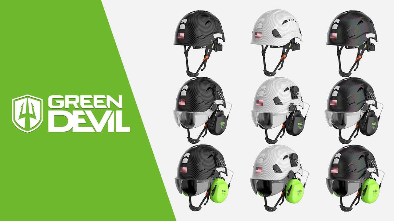 GREEN DEVIL SAFETY HELMET HARD HAT WITH VISOR AND EAR PROTECTION ANSI Z89.1 APPROVED