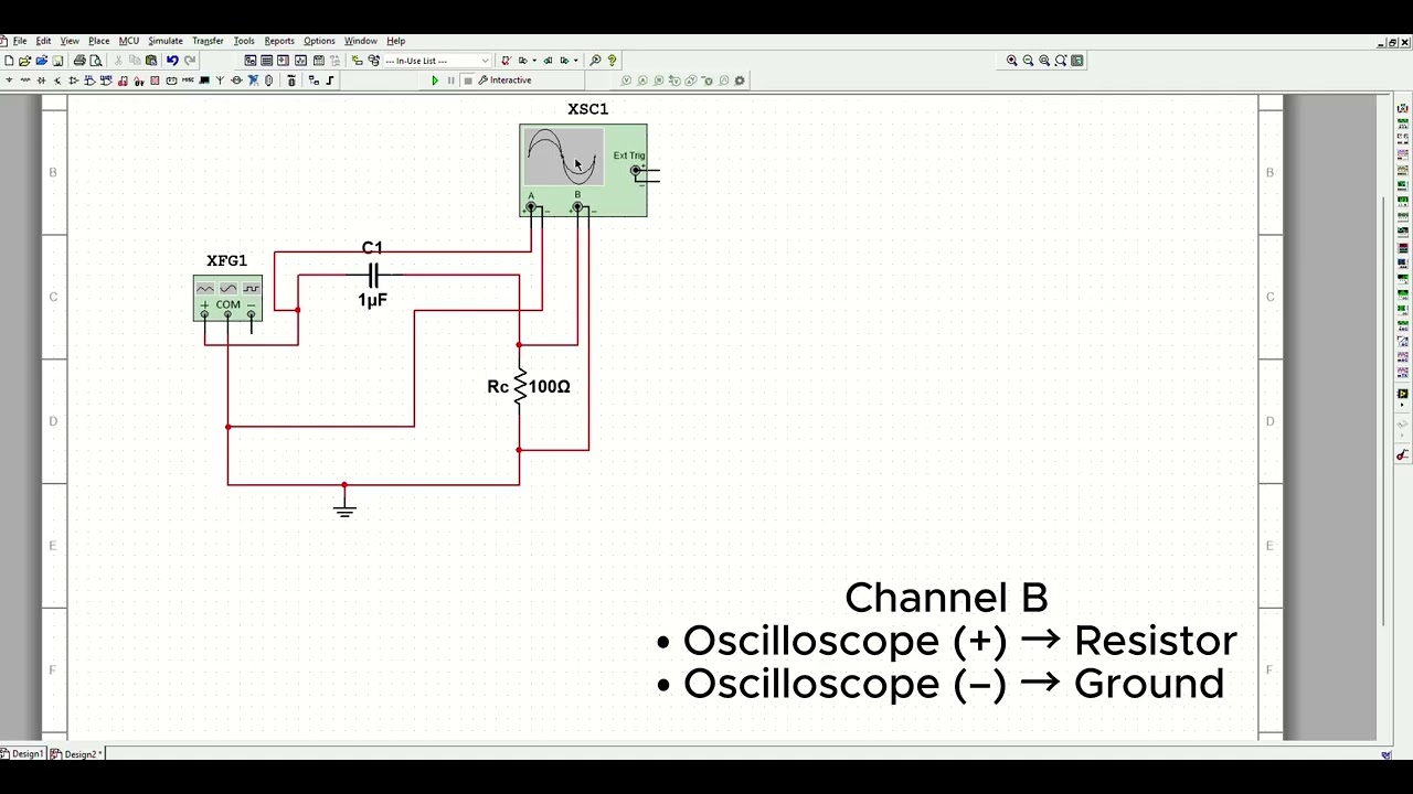 RC circuit(Function generator and oscilloscope) analysis with Multisim