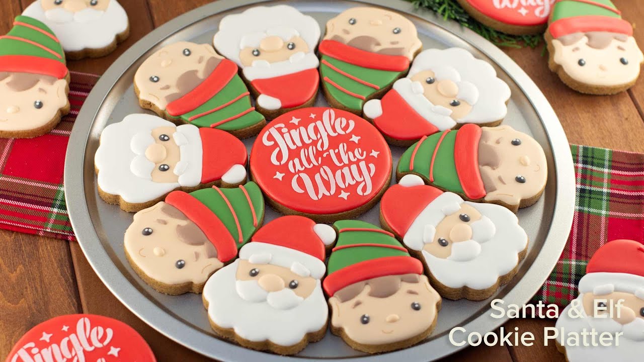 Santa & Elf Christmas Cookie Platter | Step-by-Step Royal Icing Tutorial