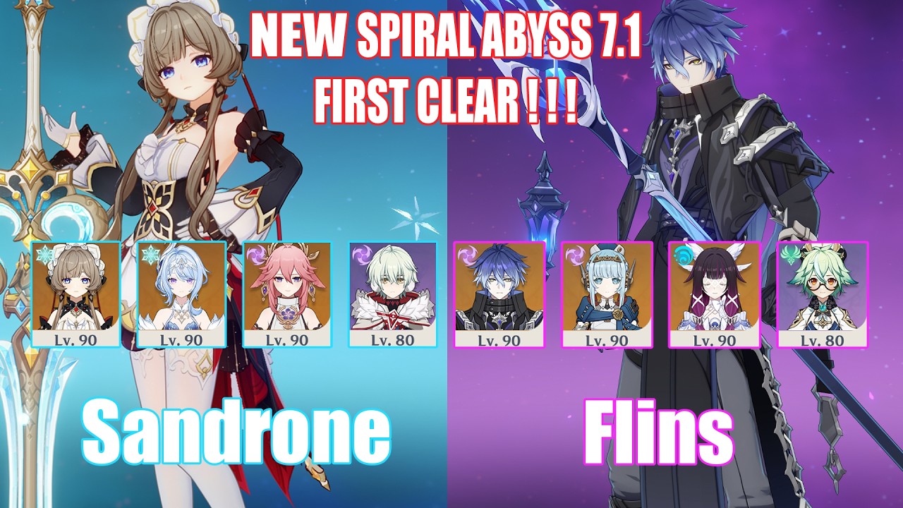 C0 Sandrone Stellar Conduct & C0 Flins Lunar Charged | NEW Spiral Abyss 7.1 | Genshin Impact