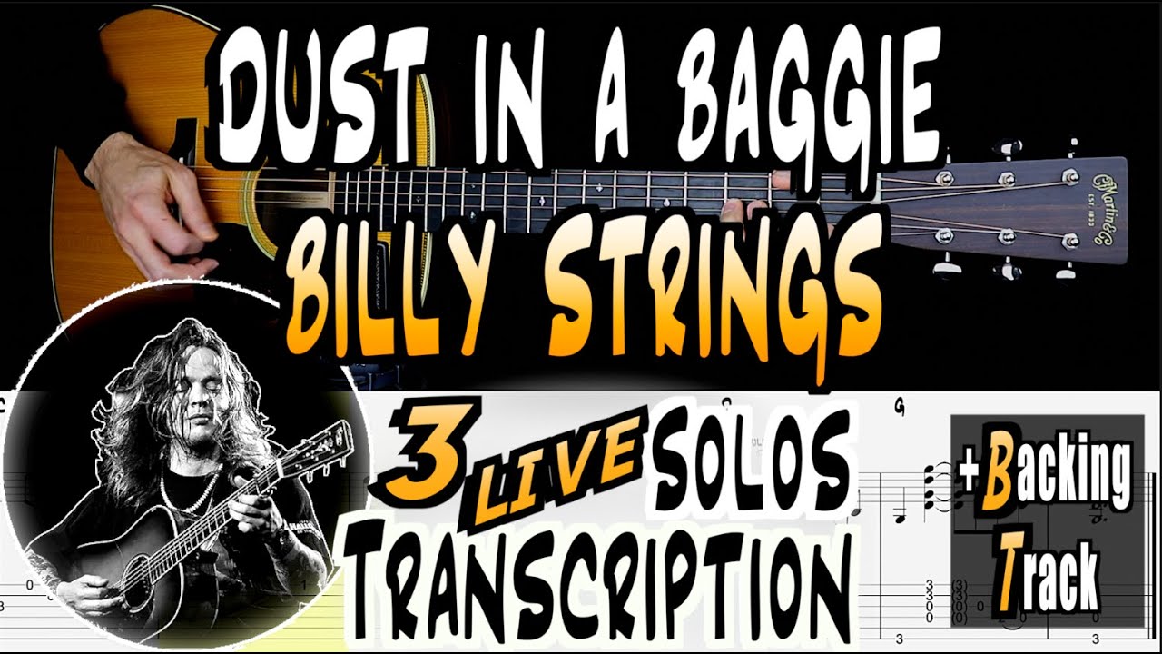 Billy Strings | Dust in a Baggie | 3 Solos Transcription + Backing Track | Lesson/Tutorial | TABS