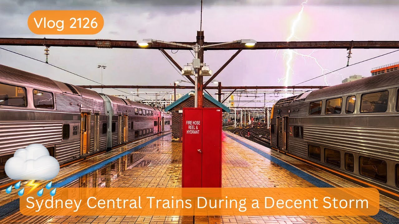 Sydney Trains Vlog 2126: Sydney Central Trains During a Decent Storm