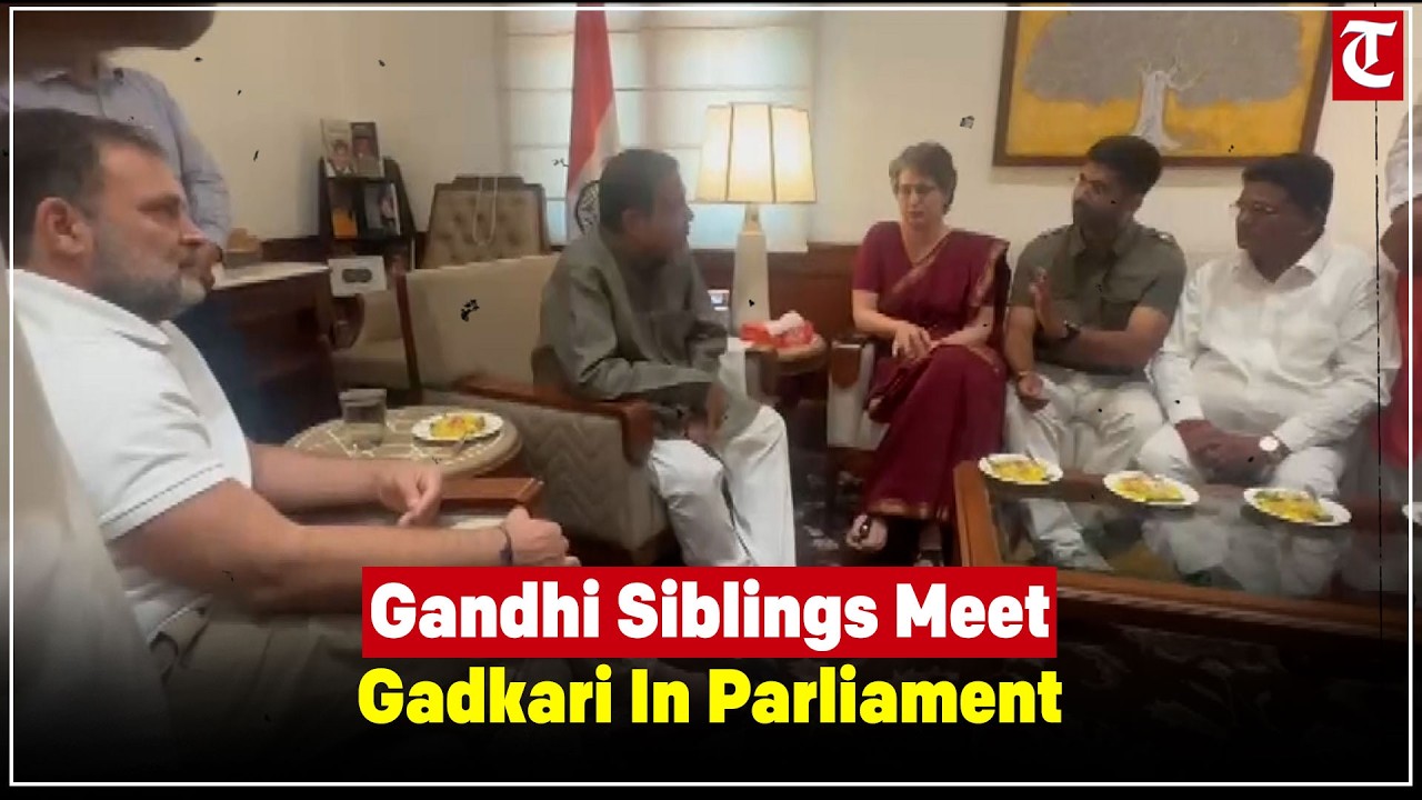 Rahul Gandhi, Priyanka Gandhi meet Nitin Gadkari in Parliament, sparking political buzz in Delhi