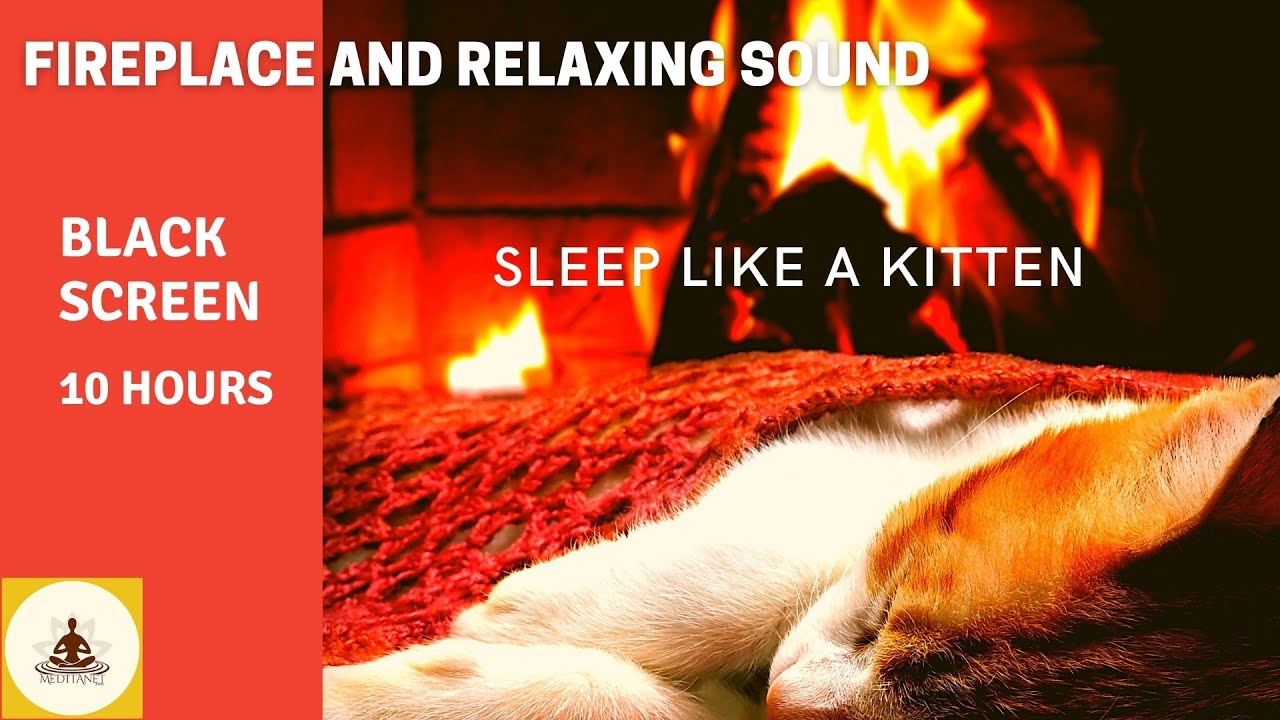 10 HOURS CRACKLING FIREPLACE & RELAXING MUSIC-Black Screen-Sleep like a Baby-Meditative & Peaceful
