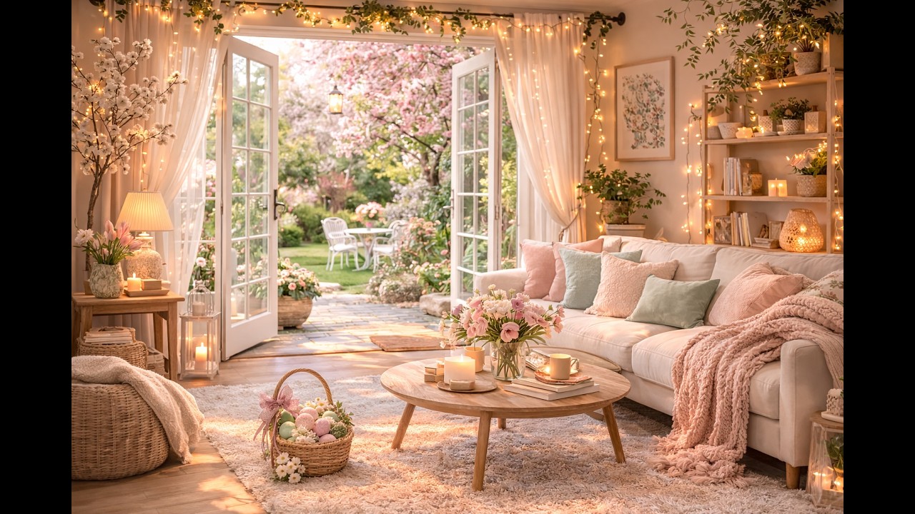 Cosy Ambient Easter Living Room with Birdsong