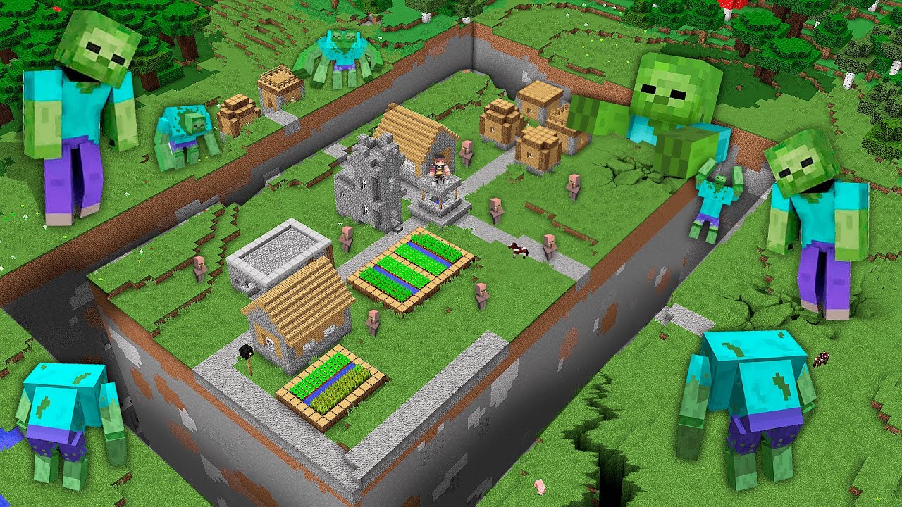 5 МИНУТТА АУЫЛДЫ ГИГАНТ ЗОМБИЛАРДАН КУТКАРДЫМ қазақша майнкрафт казакша