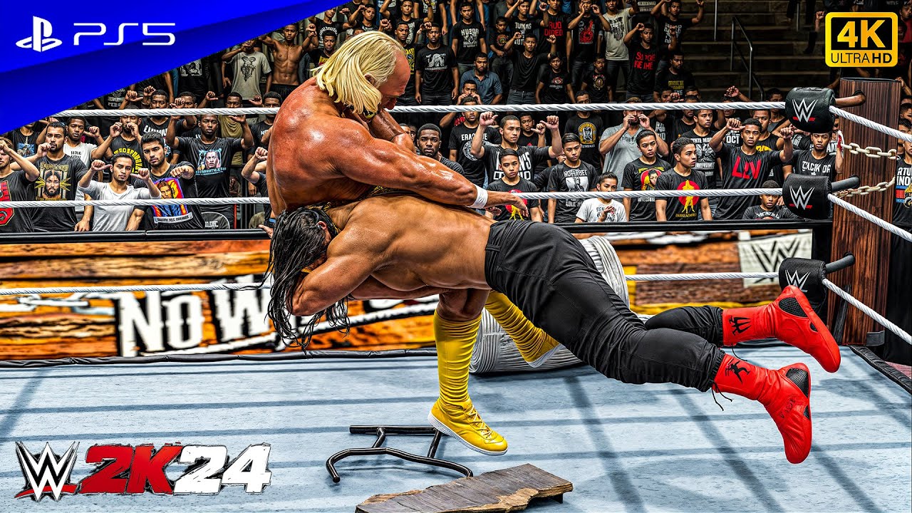 WWE 2K24 - Roman Reigns vs. Hulk Hogan | No Holds Barred Match | PS5™ [4K60]