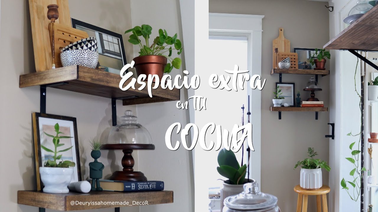 Cómo hacer repisas de madera para decorar la cocina | Decoración rústica para cocinas pequeñas 🍽