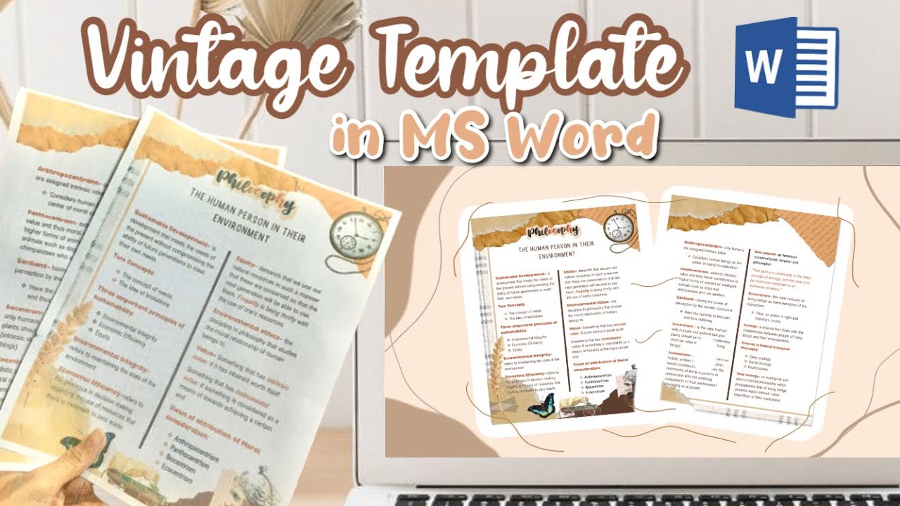 MS Word Aesthetic Vintage Template for Digital Note Taking - online class activity template